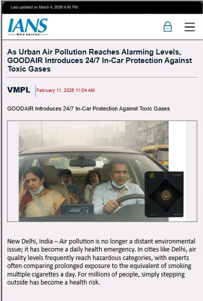 As Urban Air Pollution Reaches Alarming Levels, GOODAIR Introduces 24/7 In-Car Protection Against Toxic Gases