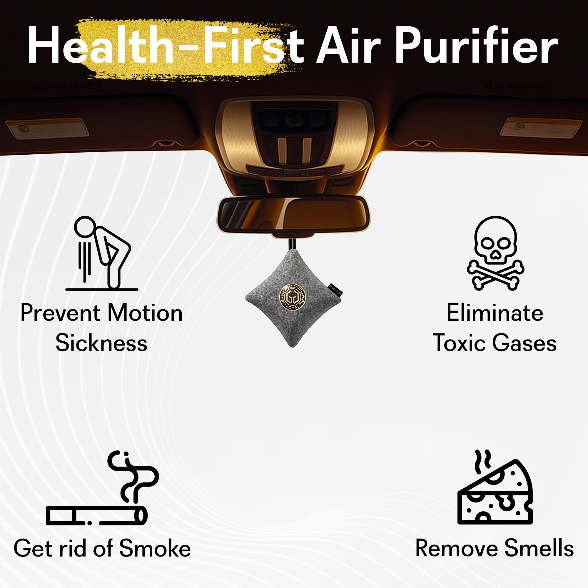 GOODAIR 3.0 Premium Non-electric Car Air Purifier | Elegant Silver