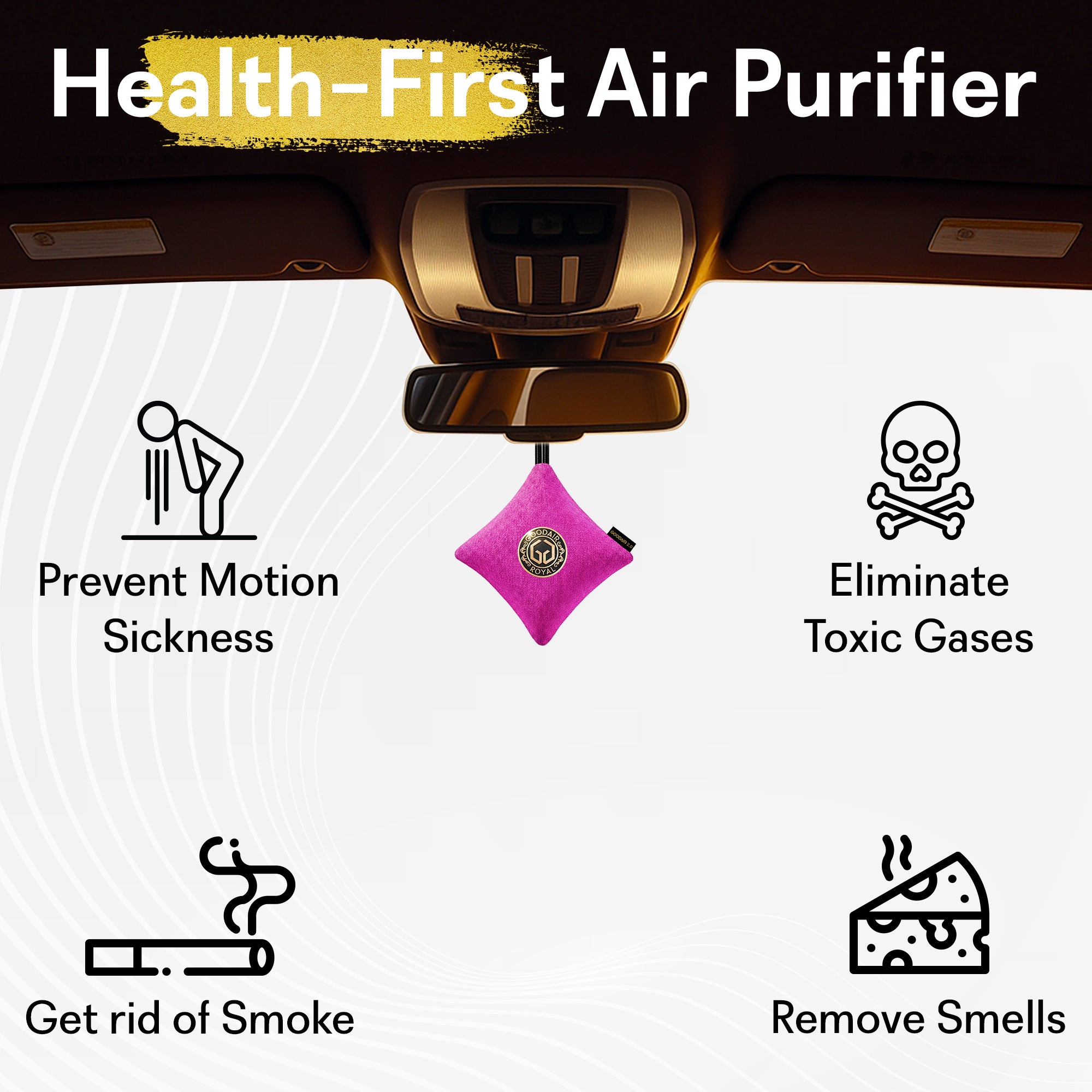 GOODAIR 3.0 Premium Non-electric Car Air Purifier | Stylish Pink