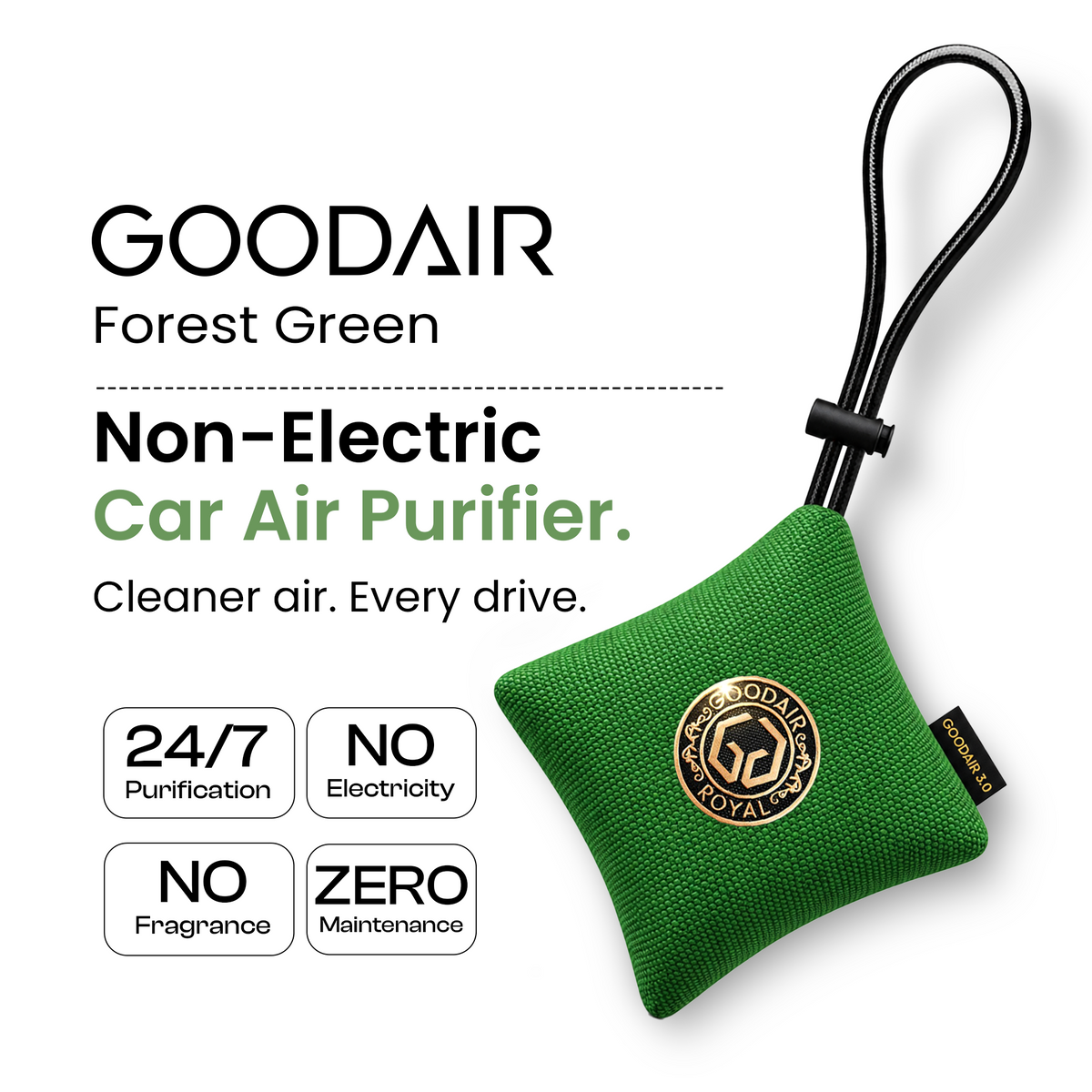GOODAIR 3.0 Premium Non-electric Car Air Purifier | Forest Green