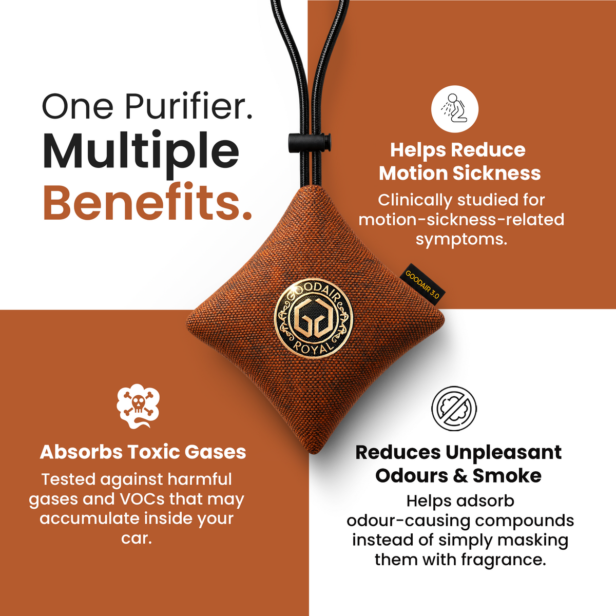 GOODAIR 3.0 Premium Non-electric Car Air Purifier | Romantic Coffee