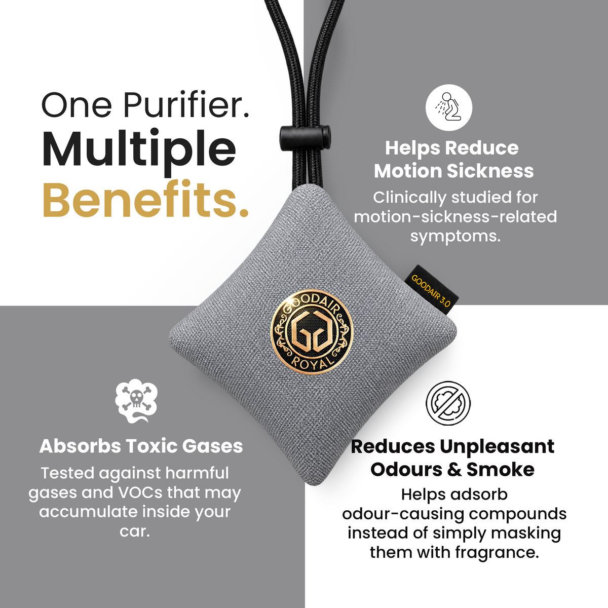GOODAIR 3.0 Premium Non-electric Car Air Purifier | Elegant Silver