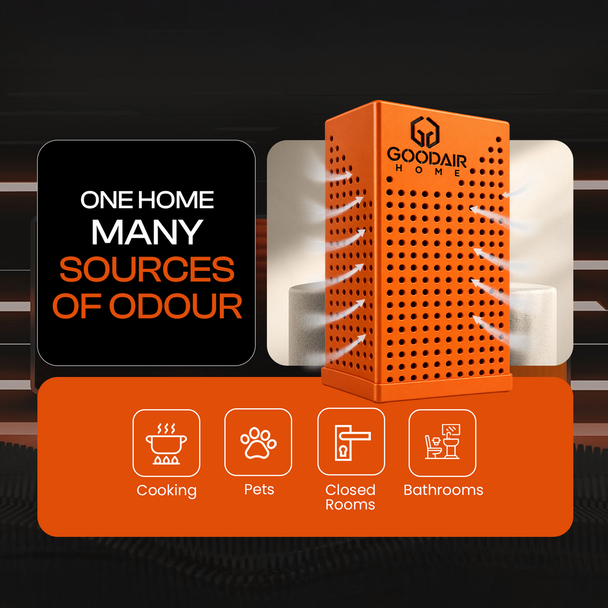 GOODAIR Home Compact | Non-Electric Air Purifier | Phoenix Orange