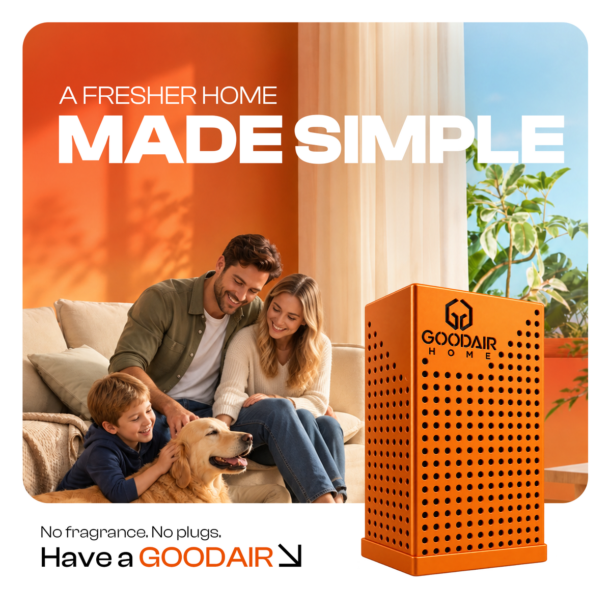 GOODAIR Home Compact | Non-Electric Air Purifier | Phoenix Orange