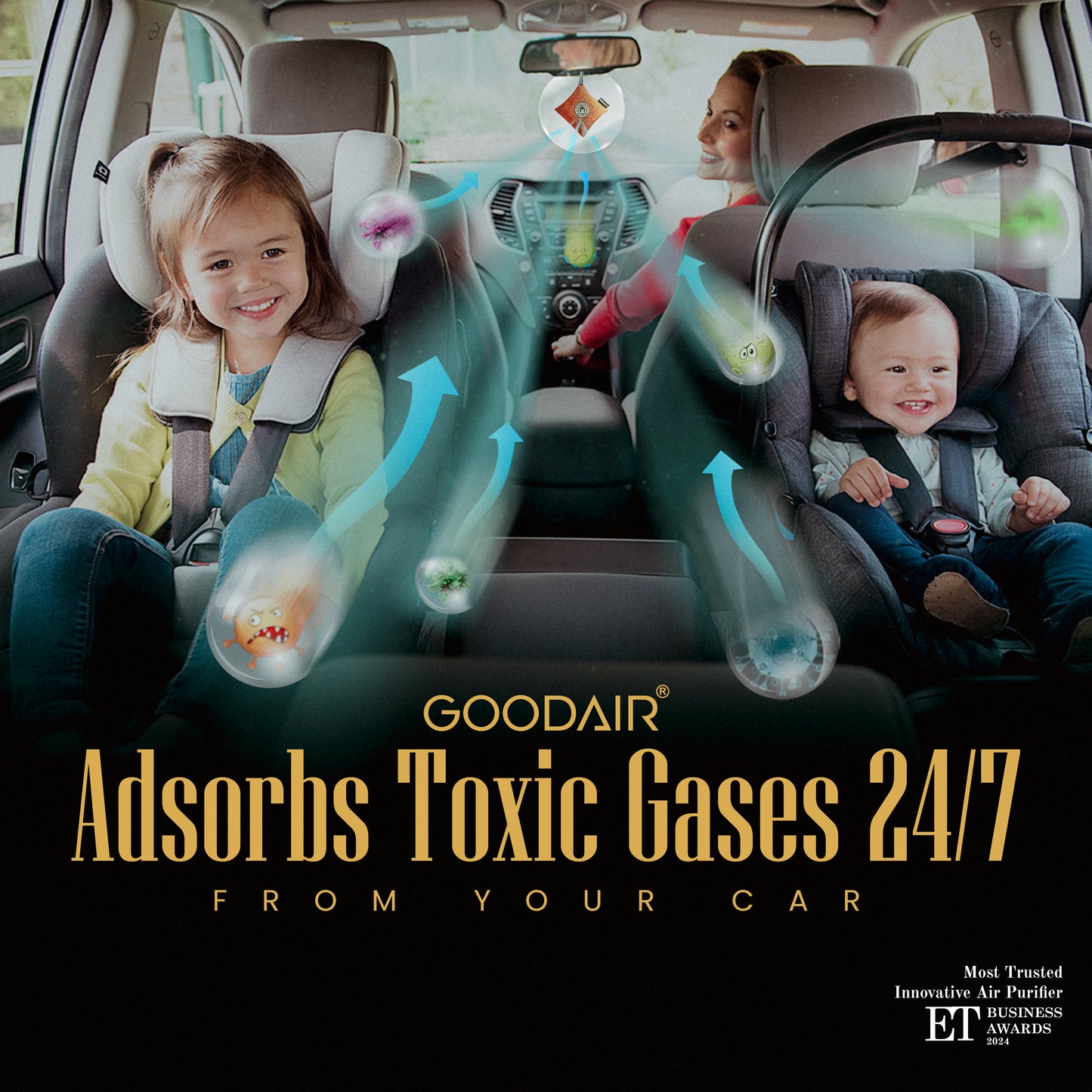 GOODAIR 2.0 Premium Non-electric Car Air Purifier | Romantic Coffee | Tested & Certified to Absorb Toxic Gases | Advanced Impregnated Activated Carbon | 24/7 Air Purification