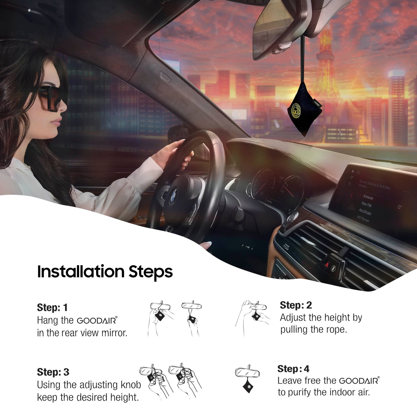 GOODAIR 2.0 Premium Non-electric Car Air Purifier | Super Black | Tested & Certified to Absorb Toxic Gases | Advanced Impregnated Activated Carbon | 24/7 Air Purification