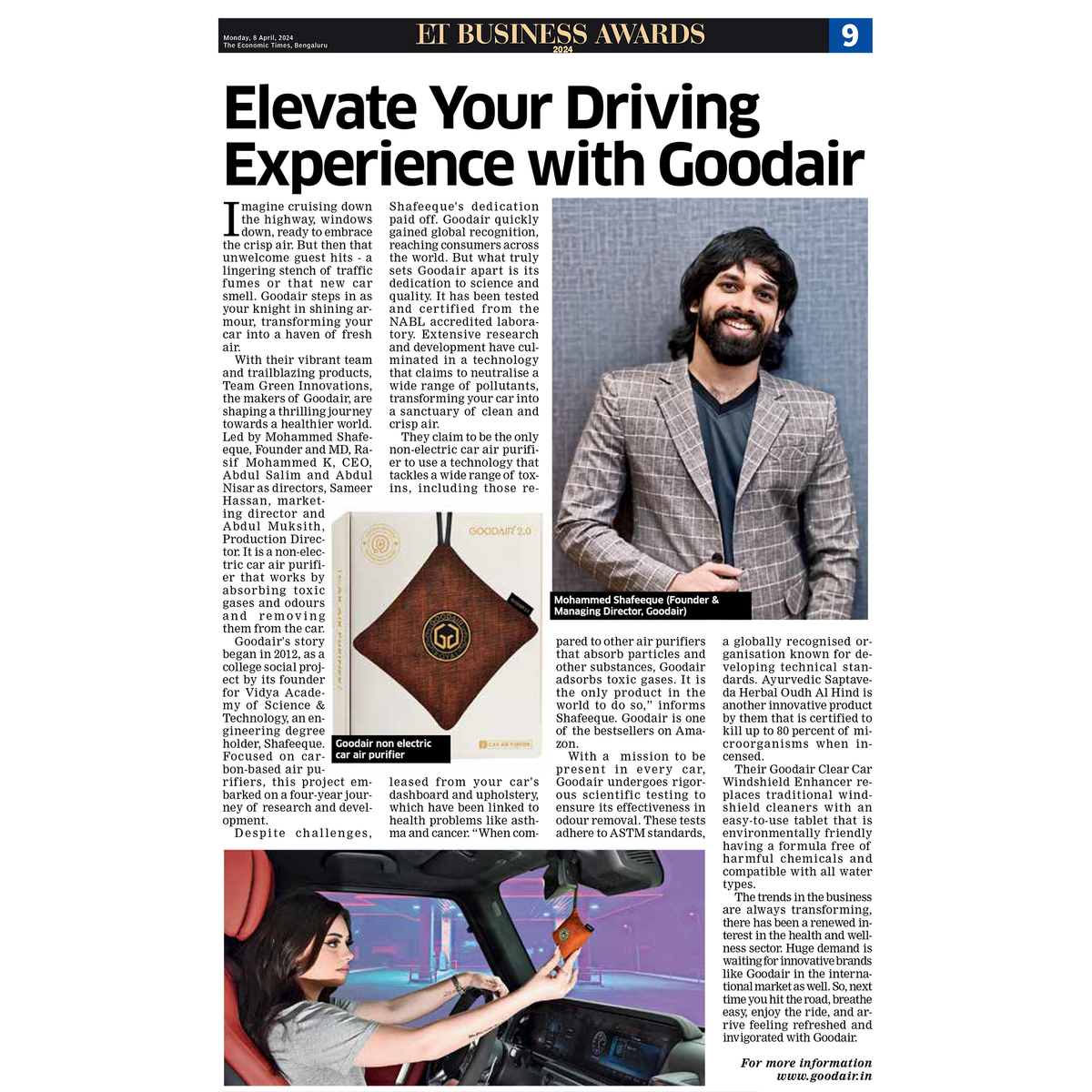 GOODAIR in Economic Times Newspaper