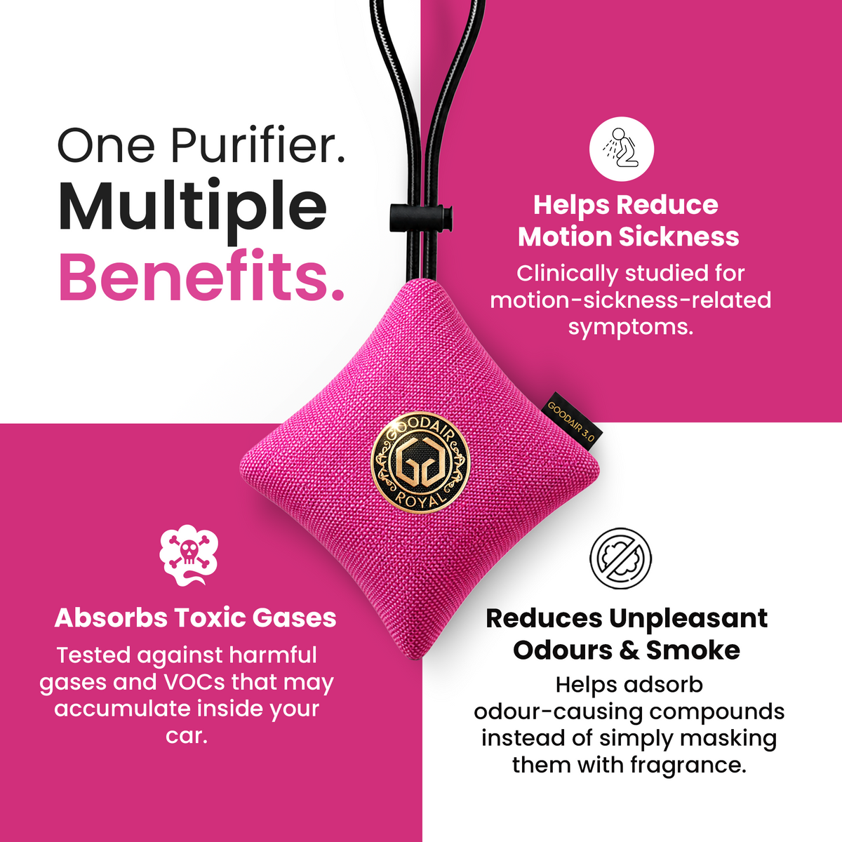 GOODAIR 3.0 Premium Non-electric Car Air Purifier | Stylish Pink