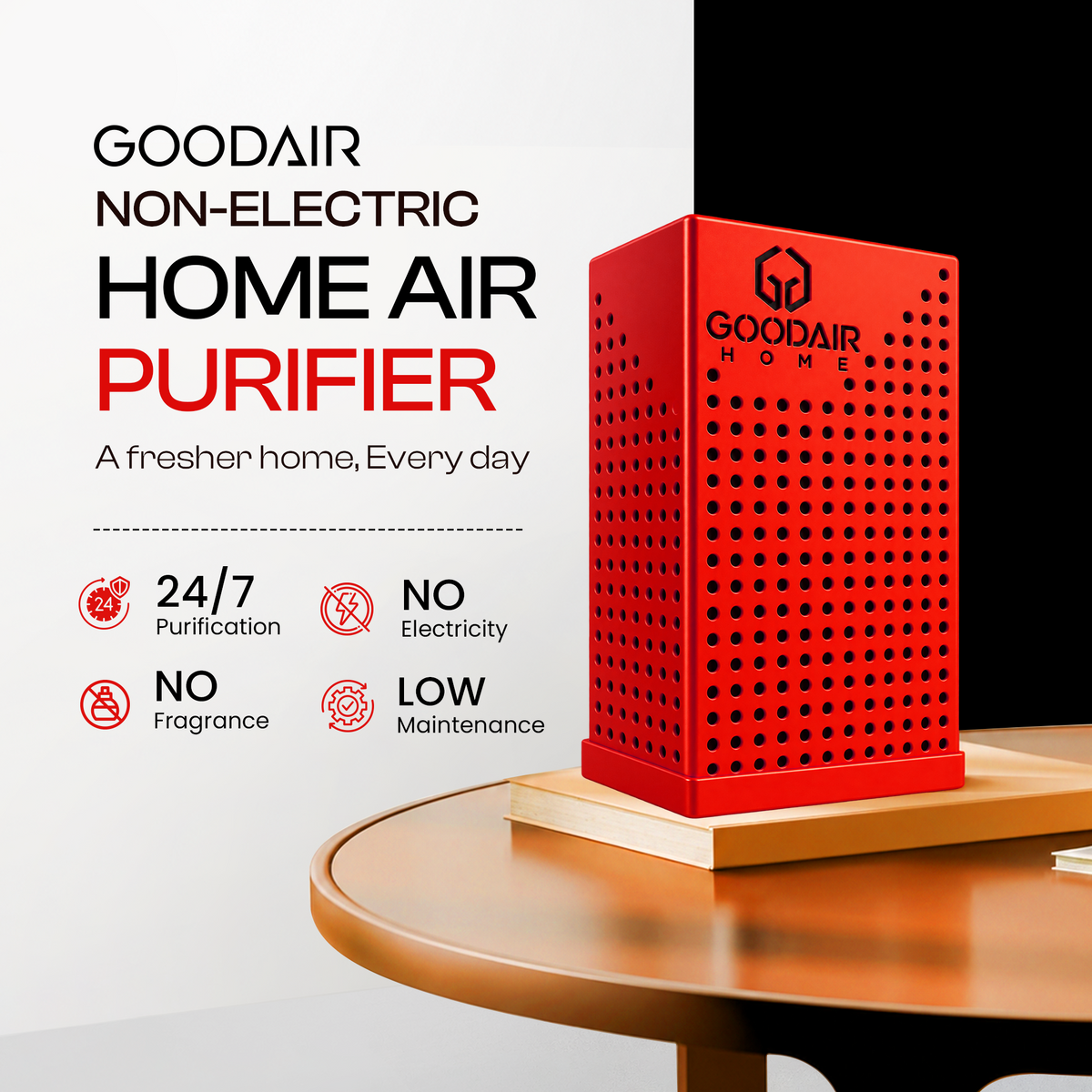 GOODAIR Home Compact | Non-Electric Air Purifier | Scarlet Red