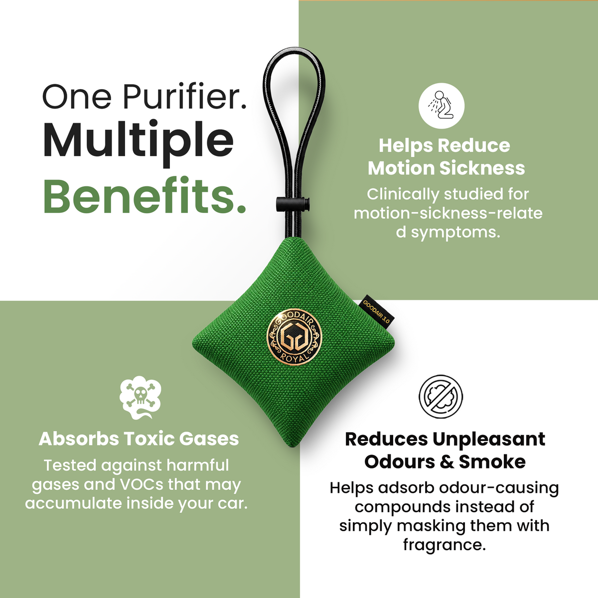 GOODAIR 3.0 Premium Non-electric Car Air Purifier | Forest Green