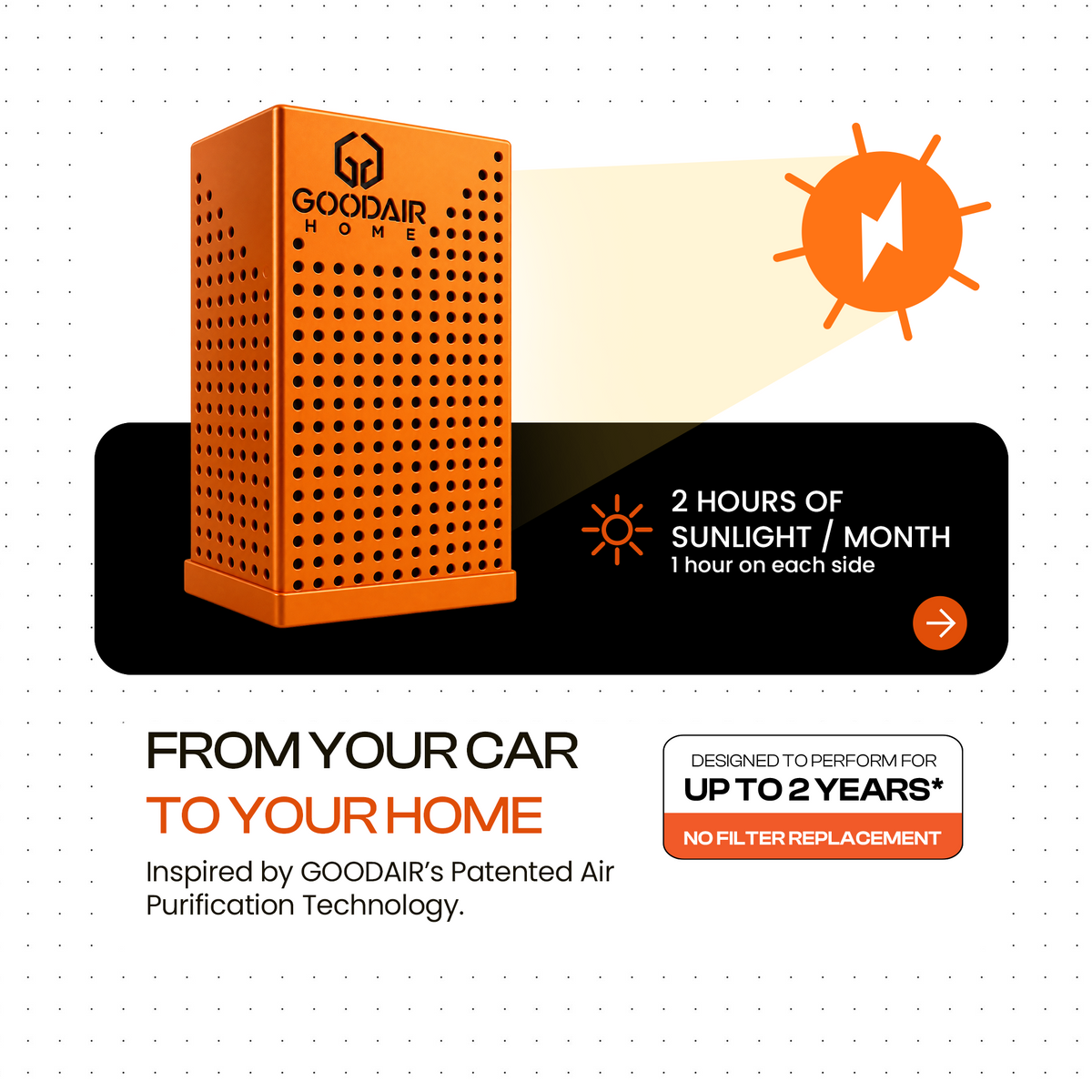 GOODAIR Home Compact | Non-Electric Air Purifier | Phoenix Orange