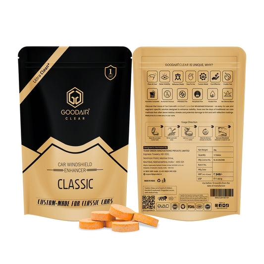 GOODAIR Clear Car Windshield Enhancer | Classic | 12 Tablets for Long-Lasting Crystal Visibility