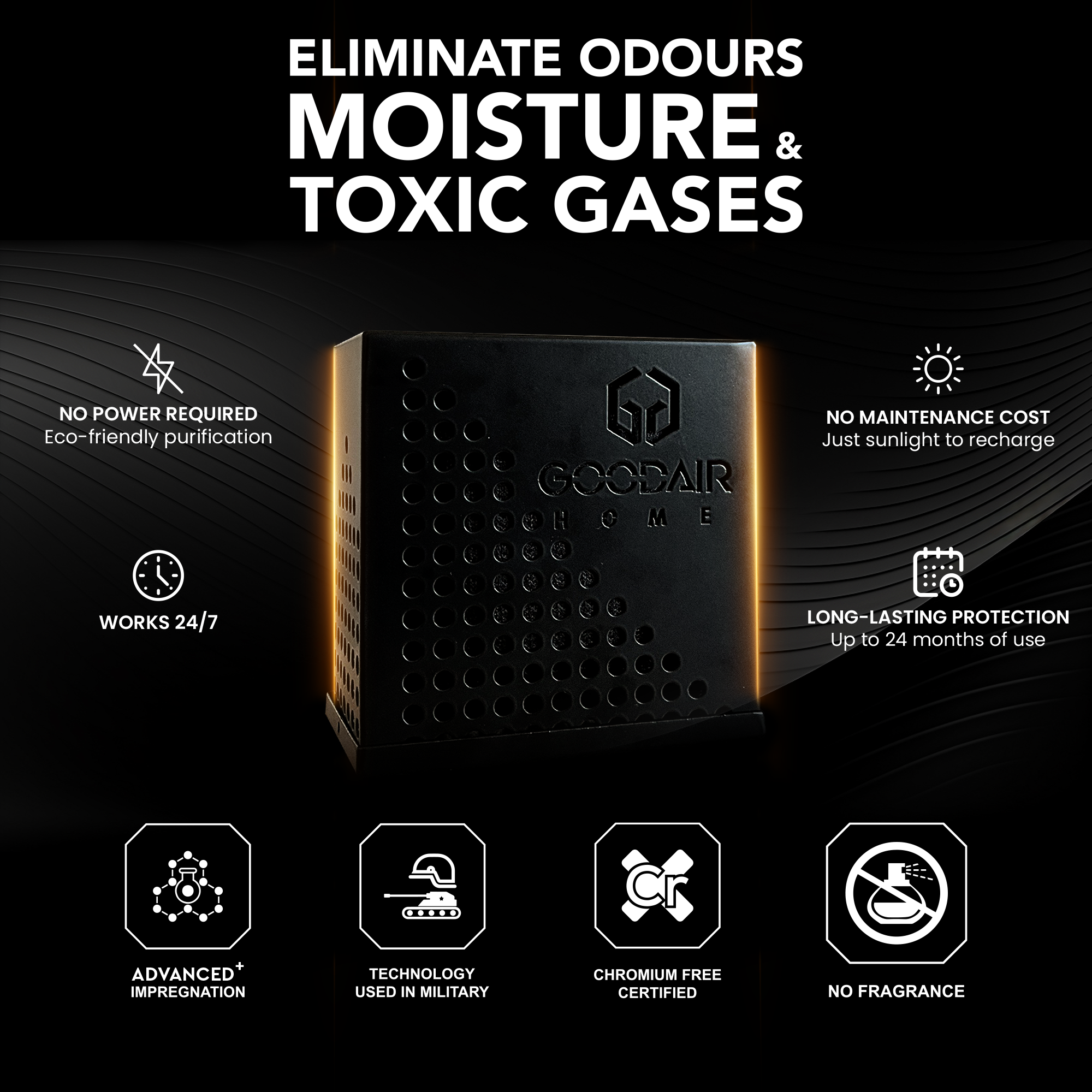 GOODAIR Home | Air Purifier for Home | Adsorbs Odours, Moisture & Toxic Gases | No Harmful Chemicals | Safe for Kids & Elders | Long-Lasting | Non-electric