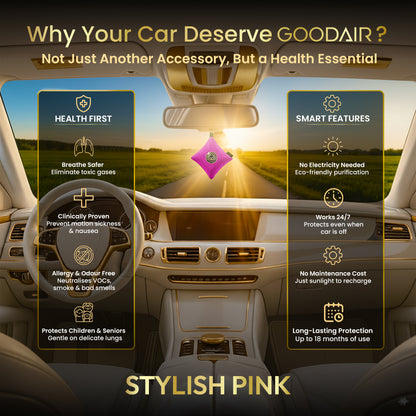 GOODAIR 2.0 Premium Non-electric Car Air Purifier | Stylish Pink