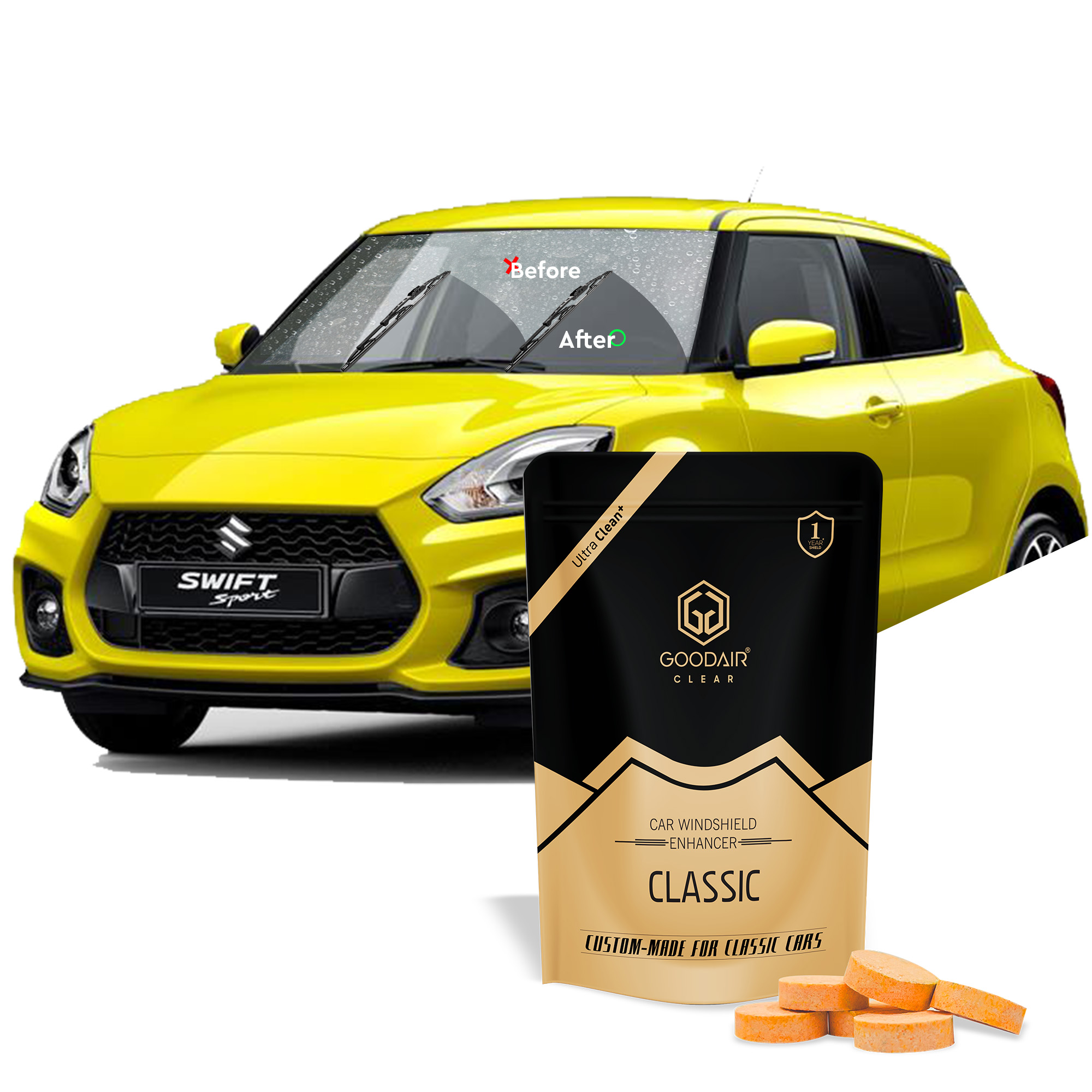 GOODAIR Clear Car Windshield Enhancer | Classic | 12 Tablets