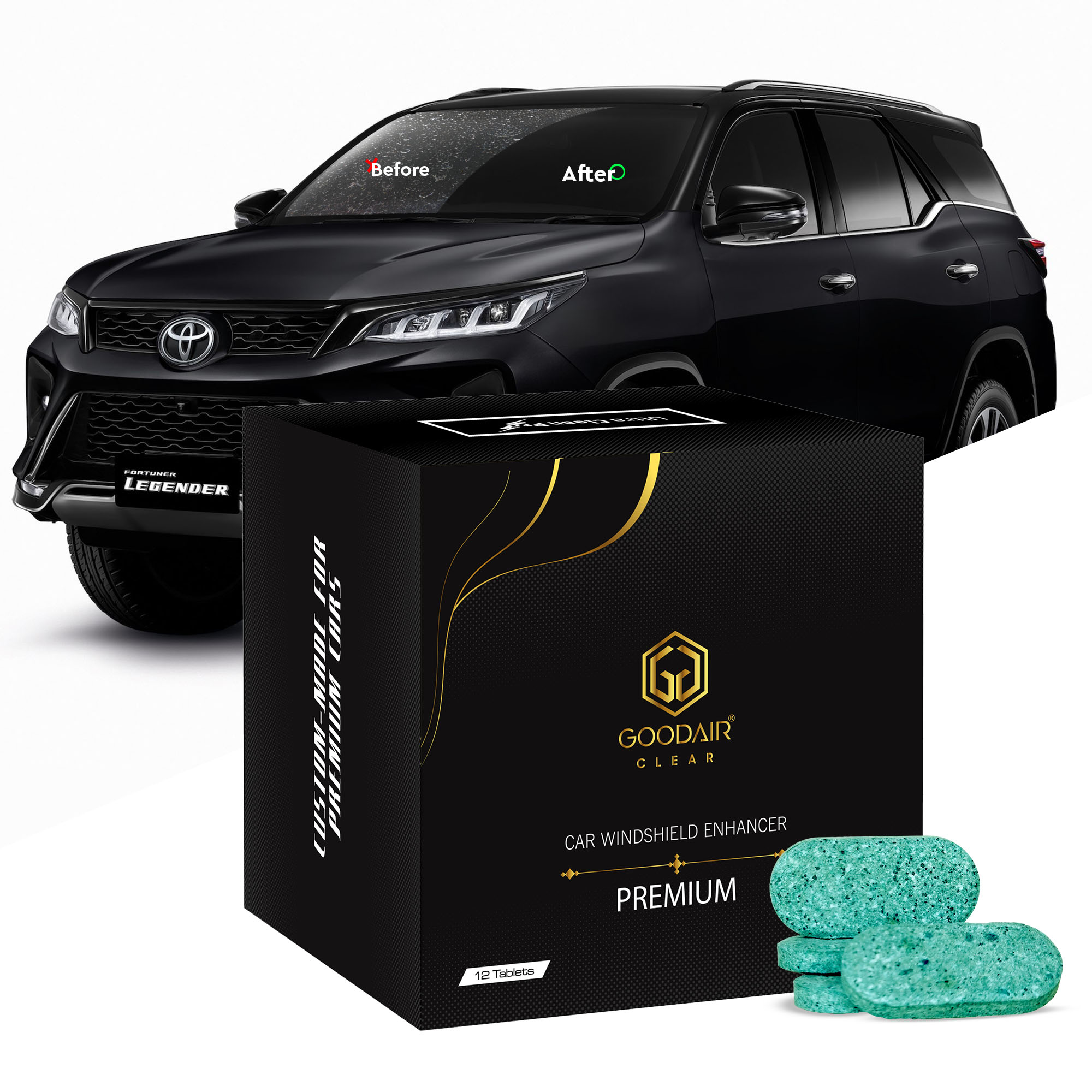 GOODAIR Clear Car Windshield Enhancer | Premium | 12 Tablets