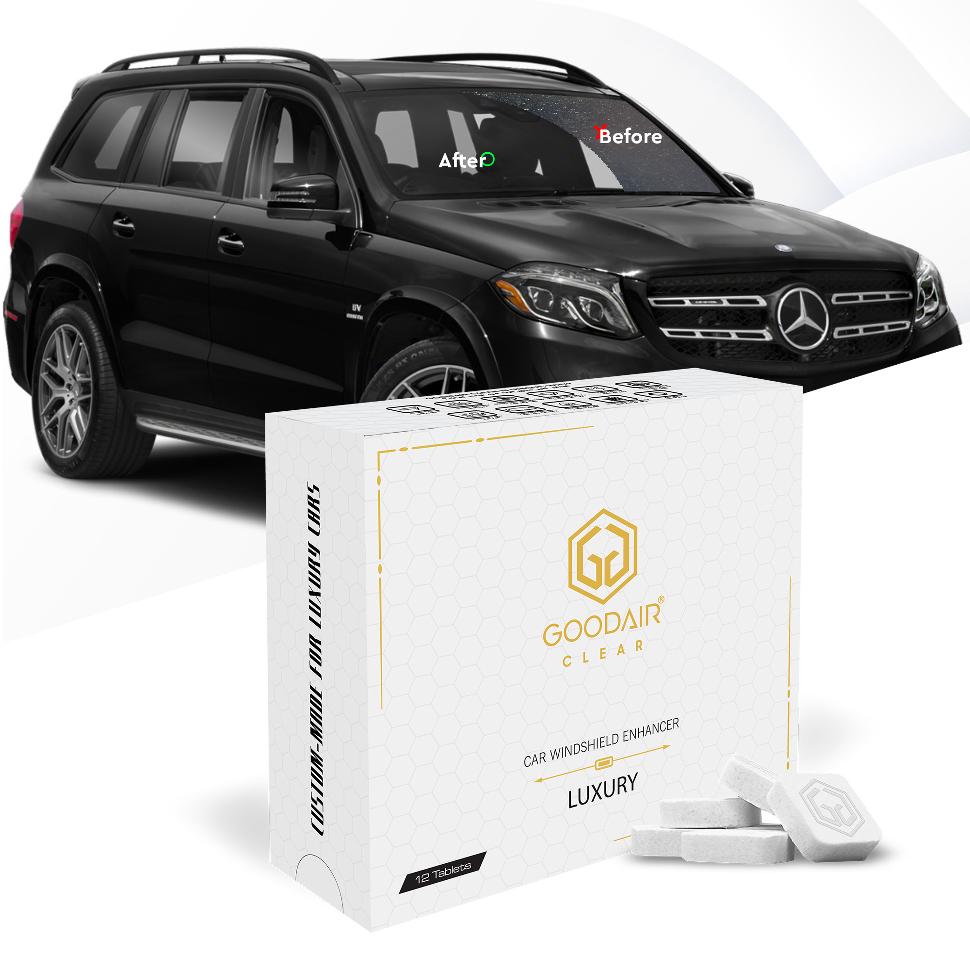 GOODAIR Clear Car Windshield Enhancer | Luxury | 12 Tablets